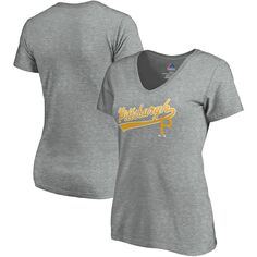 Женская серая футболка Majestic Heathered Pittsburgh Pirates Showtime с v-образным вырезом Majestic