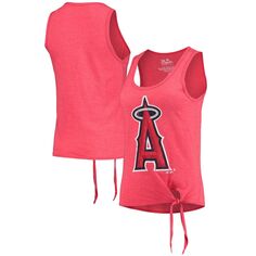 Женская красная майка Majestic Threads Los Angeles Angels с овальным вырезом-борцовкой и завязками по бокам, трехцветная майка Majestic