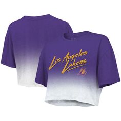 Женская укороченная футболка Tri-Blend Majestic Threads фиолетового/белого цвета Los Angeles Lakers Dirty Dribble Majestic