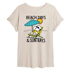 Негабаритная футболка с рисунком Juniors&apos; Peanuts Beach Days Licensed Character, бежевый