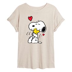 Струящаяся футболка Juniors&apos; Peanuts Snoopy Hug Licensed Character, бежевый