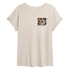 Большая футболка с леопардовым значком и логотипом MTV для юниоров Licensed Character, бежевый
