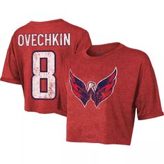 Женская укороченная футболка с именем и номером Majestic Threads Alexander Ovechkin Red Washington Capitals Majestic