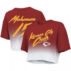 Женская укороченная футболка с именем и номером игрока Majestic Threads Патрика Махоумса, красно-белая, Kansas City Chiefs, с именем и номером игрока Majestic