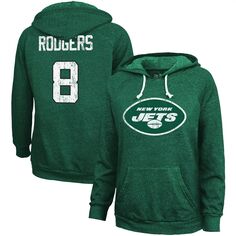 Женский пуловер с капюшоном Majestic Threads Aaron Rodgers Green New York Jets с именем и номером Majestic
