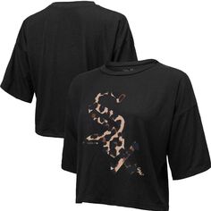 Женская укороченная футболка с леопардовым принтом Majestic Threads Black Chicago White Sox Majestic