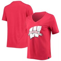 Женская футболка с v-образным вырезом Under Armour Red Wisconsin Badgers Under Armour