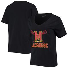 Черная женская футболка Under Armour Maryland Terrapins Lacrosse с v-образным вырезом Under Armour