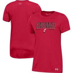 Красная женская футболка Under Armour Cincinnati Bearcats Performance Tech Modern Under Armour