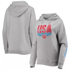Женский серый пуловер с капюшоном и логотипом сборной США по плаванию Outerstuff