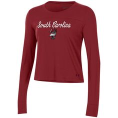 Женская укороченная футболка с длинными рукавами Under Armour Cardinal South Carolina Gamecocks Vault Under Armour