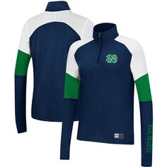 Женская темно-синяя куртка Under Armour Notre Dame Fighting Irish с рукавами реглан и молнией четверть четверти Under Armour