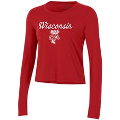 Женская укороченная футболка с длинными рукавами Under Armour Red Wisconsin Badgers Vault Under Armour