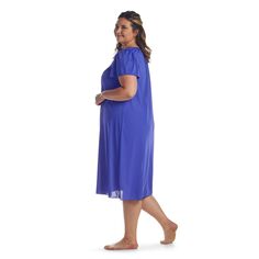 Длинная трикотажная ночная рубашка Miss Elaine Essentials больших размеров Miss Elaine Essentials, темно-синий