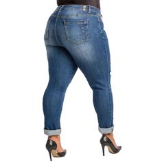 Женские джинсы-бойфренды с пышным кроем Poetic Justice больших размеров в винтажном стиле с эффектом потертости Poetic Justice