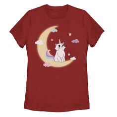 Детская футболка с рисунком Caticorn Cloudy Moon, красный Unbranded