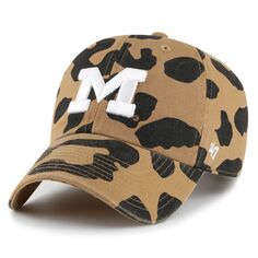 Женская регулируемая шляпа &apos;47 Michigan Wolverines Rosette Leopard Clean Up Unbranded