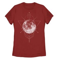 Детская футболка с геометрическим рисунком Луны и Галактики, красный Unbranded