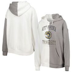 Женский пуловер с капюшоном Gameday Couture серого/белого цвета West Virginia Mountaineers с разрезом Unbranded