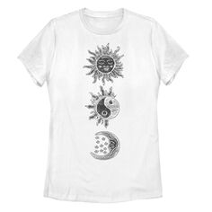 Детская футболка Sun Moon с гравюрой на дереве и галактическим рисунком, белый Unbranded