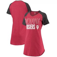 Женские спортивные брюки темно-красного/серого цвета Indiana Hoosiers реглан с v-образным вырезом, ночная рубашка Unbranded