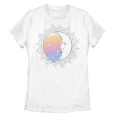 Детская футболка с цветочным градиентом и рисунком лунного профиля, белый Unbranded