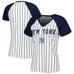 Женская спортивная белая ночная рубашка New York Yankees Reel в тонкую полоску Concepts Unbranded