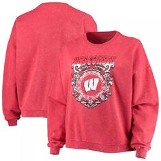 Женский винтажный пуловер большого размера ZooZatz Red Wisconsin Badgers Garment Wash Unbranded