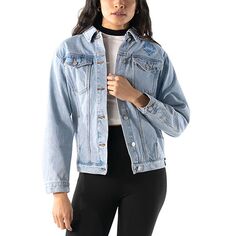 Синяя женская джинсовая куртка на пуговицах с принтом The Wild Collective Seattle Sounders FC Unbranded