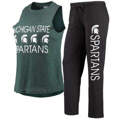 Женский спортивный комплект черного/зеленого цвета Michigan State Spartans безрукавка и брюки для сна Unbranded