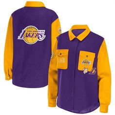 Женская одежда Erin Andrews Фиолетовая куртка-рубашка на пуговицах Los Angeles Lakers с цветными блоками Unbranded