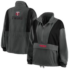 Женская одежда WEAR by Erin Andrews Темно-угольная складная куртка с молнией до половины Minnesota Twins Unbranded