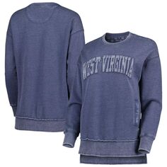 Женский свитшот Pressbox темно-синего цвета West Virginia Mountaineers Marniville Vintage Wash Pullover Unbranded
