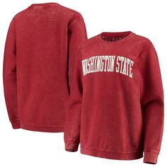 Женский свитшот Pressbox Crimson Washington State Cougars с удобным шнурком в винтажном стиле, базовый пуловер с аркой Unbranded