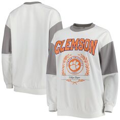Женский серый свитер Gameday Couture Clemson Tigers It&apos;s A Vibe, пуловер «летучая мышь» Unbranded