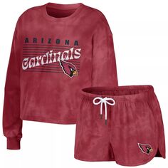 Женская одежда от Erin Andrews Cardinal Arizona Cardinals Укороченный пуловер с принтом тай-дай, комплект для отдыха, свитшот и шорты Unbranded