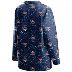 Женская одежда от Erin Andrews, темно-синий комплект для сна с рубашкой на пуговицах и брюками с длинными рукавами Florida Panthers Unbranded