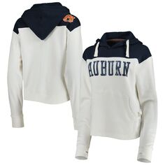 Женский пуловер с капюшоном с кокеткой Pressbox белого/темно-синего цвета Auburn Tigers Chicago 2-Hit Unbranded