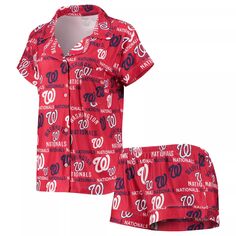 Женский спортивный красный флагманский топ Washington Nationals с принтом Concepts и шорты для сна Unbranded