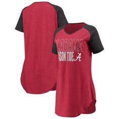 Женская ночная рубашка Concepts Sport Crimson/Carcoal Alabama Crimson Tide реглан с v-образным вырезом Unbranded