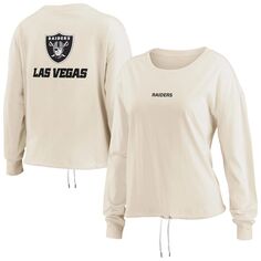 Женская укороченная рубашка с длинными рукавами Erin Andrews Oatmeal Las Vegas Raiders Unbranded