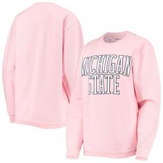 Женский вельветовый пуловер с капюшоном для прессы, розовый, Michigan State Spartans Southlawn Resort Unbranded