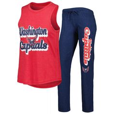Женский спортивный комплект Concepts Sport красный/темно-синий Washington Capitals Meter Muscle Майка и брюки для сна Unbranded