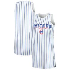 Женская спортивная белая ночная рубашка без рукавов в тонкую полоску с катушкой Chicago Cubs Unbranded