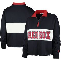 Женский укороченный топ с молнией в четверть темно-синего цвета Boston Red Sox Remi &apos;47 Unbranded