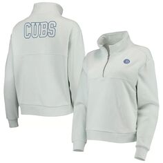Голубой женский пуловер с молнией до четверти с двумя ударами The Wild Collective Chicago Cubs Unbranded