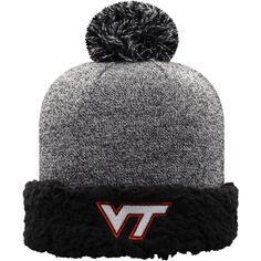 Женская черная вязаная шапка Top of the World Virginia Tech Hokies с плотными манжетами и помпоном Unbranded