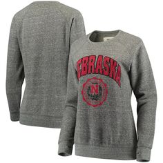 Женский свитшот Pressbox Heathered Grey Nebraska Huskers Edith Vintage Knobi Pullover Unbranded