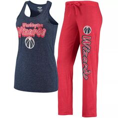 Женский комплект для сна: спортивный красный/темно-синий топ Washington Wizards Racerback и брюки Concepts Unbranded