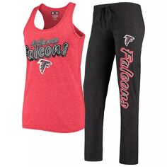 Женские спортивные черные/красные брюки Atlanta Falcons Satellite Slub, комплект для сна и майка Concepts Unbranded